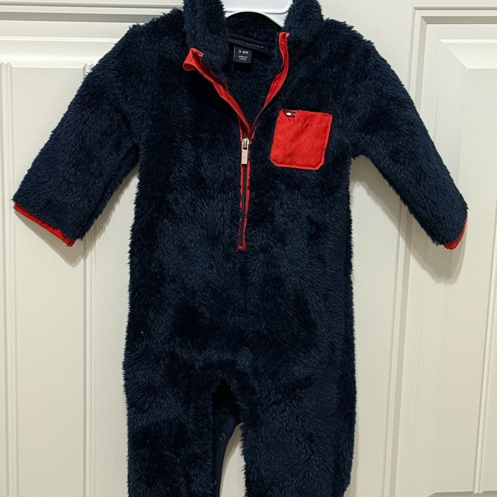Tommy Hilfiger | Navy Sherpa Coverall | 3-6 Months